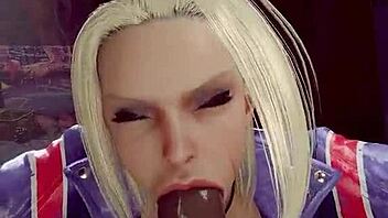 Athletic girl gets facial in cartoon animation