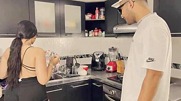 Boss punishes bad behavior with kitchen fuck