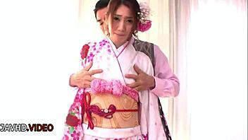 Kaori Maeda in cosplay gives blowjob then gets creampie