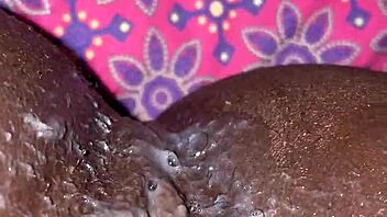 Ebony slut gets homemade creampie from monster bbc, squirting everywhere