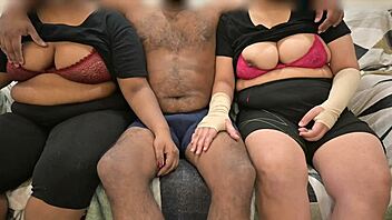 Threesome handjob with wife and friend!