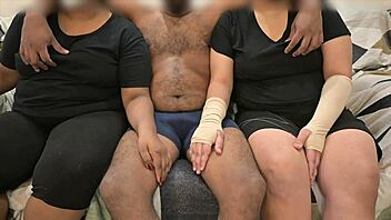 Threesome handjob with wife and friend!