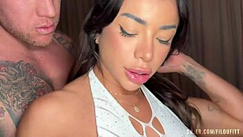 Young Brazilian beauty gets pussy drilled by huge cock, receives facial.