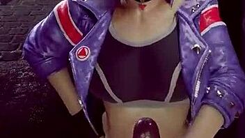 Athletic girl gets facial in cartoon animation