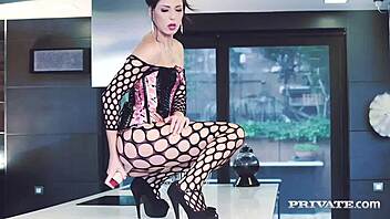 Is Alexa Tomas getting dominated by two hard cocks in anal?