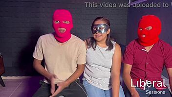 Latina wife enjoys first cuckold threesome with two friends