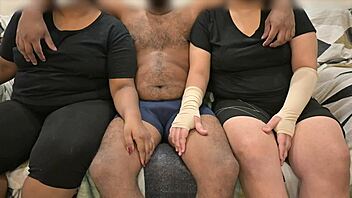 Threesome handjob with wife and friend!