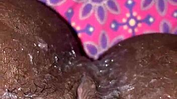 Ebony slut gets homemade creampie from monster bbc, squirting everywhere