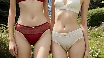 Cute lesbians in their underwear!