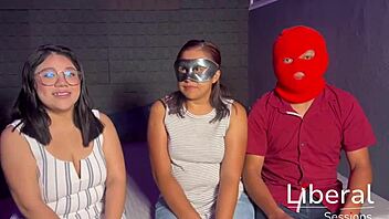 Latina wife enjoys first cuckold threesome with two friends