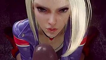 Athletic girl gets facial in cartoon animation