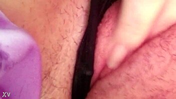 Hazey plays with hairy pussy and fingers clit moaning