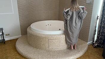 he's spying on me in the jacuzzi, leading to intimate connection