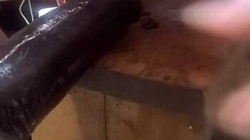 Huge dildos on fucking machine for intense anal assfucking in homemade setting.