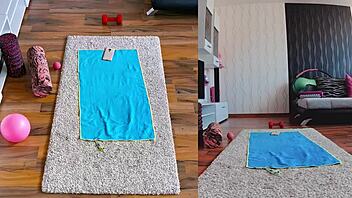 Hey check out this wet and wild dual cam naked workout with big ass milf spreading in yoga - you seriously have to see it to believe it