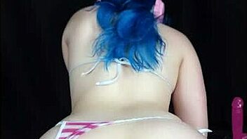 lizzie buns stuffs her thick ass with a buttplug and rides a huge dildo.