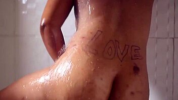 African Candy's soapy bathroom dildo masturbation session 😍