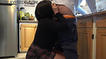 wife or whore milf rimjob in kitchen