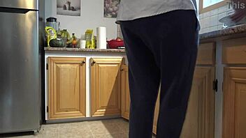 wife or whore milf rimjob in kitchen