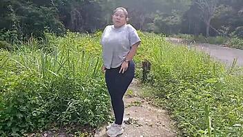 That Big Boob Latina Is Flashing Her Tits And Ass Outside