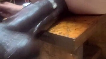 Huge dildos on fucking machine for intense anal assfucking in homemade setting.