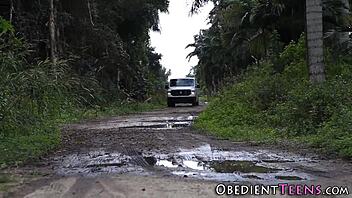 tied up teen 18+ gets pussy railed