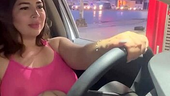 Latina pays for gas with her body at the station.