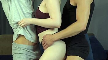 she's loving those muscular guys fingering her pussy so much