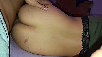 My horny stepsister lies in my bed and begs for wild sex from my POV.