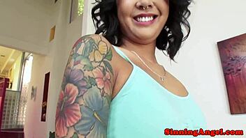 asian pornstar babe pleasures hard cock with ass in close up