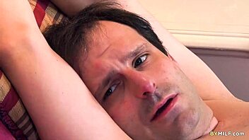 britney amber, the milf, humiliates her cuckold husband with monster cock blowjob.