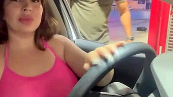 Latina pays for gas with her body at the station.