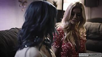 Milf landlady seduces busty babe with kissing and fingering!