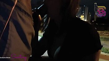 Wife filmed sucking big cock in city square