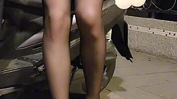 Shemale Ting Xuan Plays With Love Egg Outdoors