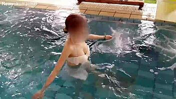 Is This Japanese Brunette's Pool Exercise Fetish Turning You On?