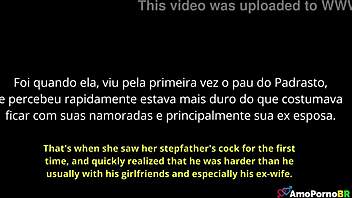 Stepdaughter notices stepfather's cock harder for her!