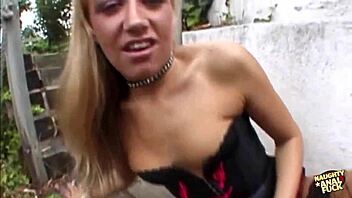 One lucky guy stuffs this twiggy blonde's asshole and cums on her face