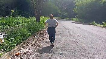 That Big Boob Latina Is Flashing Her Tits And Ass Outside