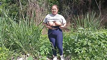 That Big Boob Latina Is Flashing Her Tits And Ass Outside