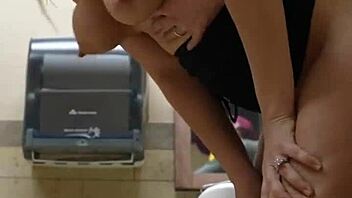 Friend's Leaky Pussy Creampied in Outdoor Restroom Homemade Scene