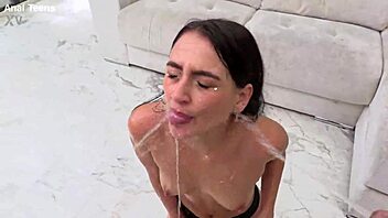 Oh My God, Watch Sabrina Miller Take Double Penetration in Her Tight Asshole from Huge Monster Cocks Until She's Covered in Cum and Gaping Wide!