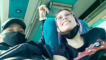 sexy latina blows her boyfriend on the bus to medellin