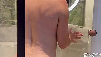 Oh man i caught this horny milf nina dolci busted the bellboy slow stroking his big cock, so i deepthroated and rode him doggystyle wet pussy fucking til cum on tits