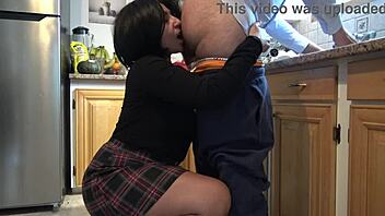 wife or whore milf rimjob in kitchen