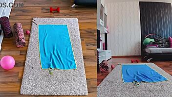 Hey check out this wet and wild dual cam naked workout with big ass milf spreading in yoga - you seriously have to see it to believe it