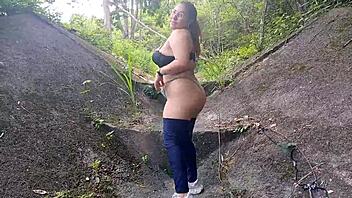 That Big Boob Latina Is Flashing Her Tits And Ass Outside