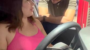 Latina pays for gas with her body at the station.