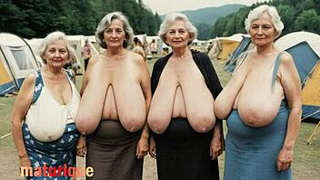 Грудастая винтажная бабушка с обвисшими сиськами