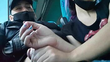 sexy latina blows her boyfriend on the bus to medellin